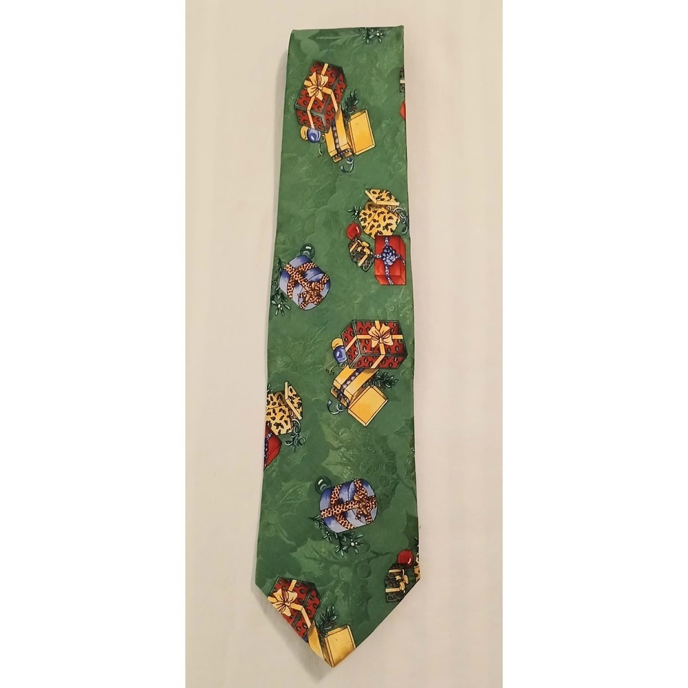 Vintage Robert Talbott Tie Mens Size Green Christmas‎ Gifts 100% Silk Holiday
